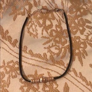 Leather and gold choker
